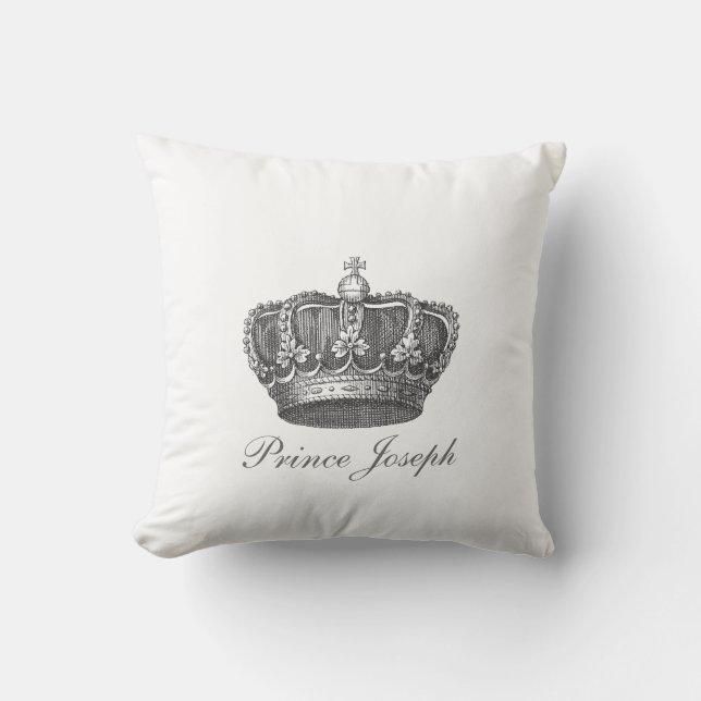 King's Crown Your Text Throw Pillow (Front)
