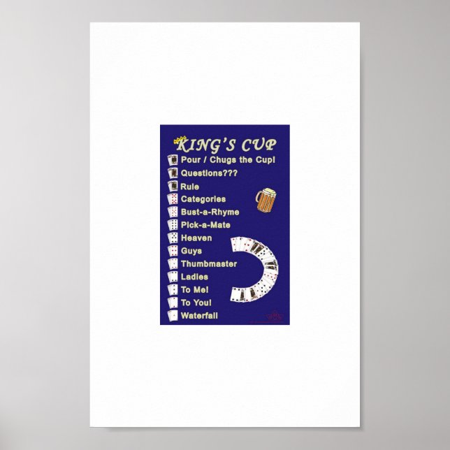 King's Cup Drinking Game Rules Poster (Front)