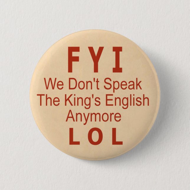 King's English 2 Inch Round Button (Front)