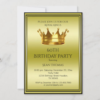 King's Gold Crown Man's Birthday Invitation