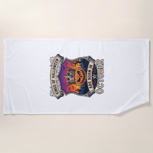 Kings Halloween Are Born October Crown Pumpkin Bat Beach Towel