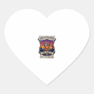 Kings Halloween Are Born October Crown Pumpkin Bat Heart Sticker