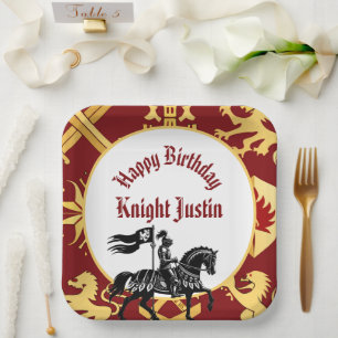 Kings Knight Medieval Renaissance Birthday Paper Plate