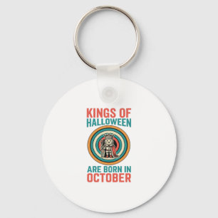 Kings Of Halloween October Birthday Vintage Shirt_ Keychain