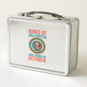 Kings Of Halloween October Birthday Vintage Shirt_ Metal Lunch Box