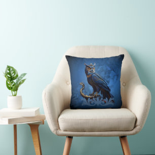 Kings of the skies and land, the majestic owl throw pillow