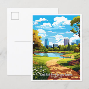 Kings Park Royal vintage travel illustration Postcard