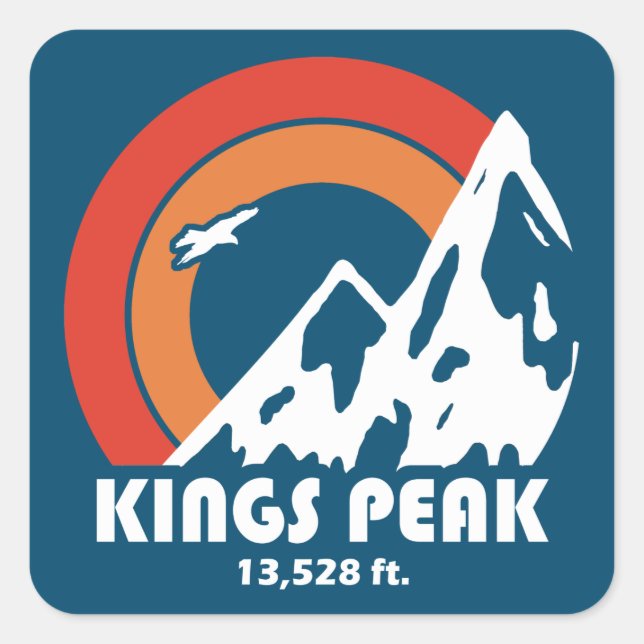 Kings Peak Utah Sun Eagle Square Sticker (Front)