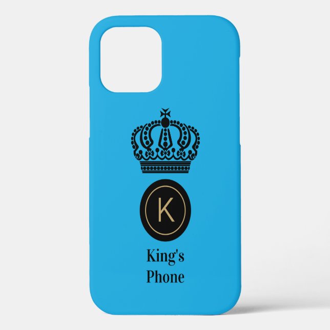 King's Phone Blue Background Monogram Customized Case-Mate iPhone Case (Back)