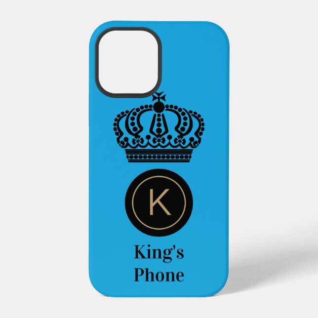 King's Phone Blue Background Monogram Customized iPhone Case (Back)
