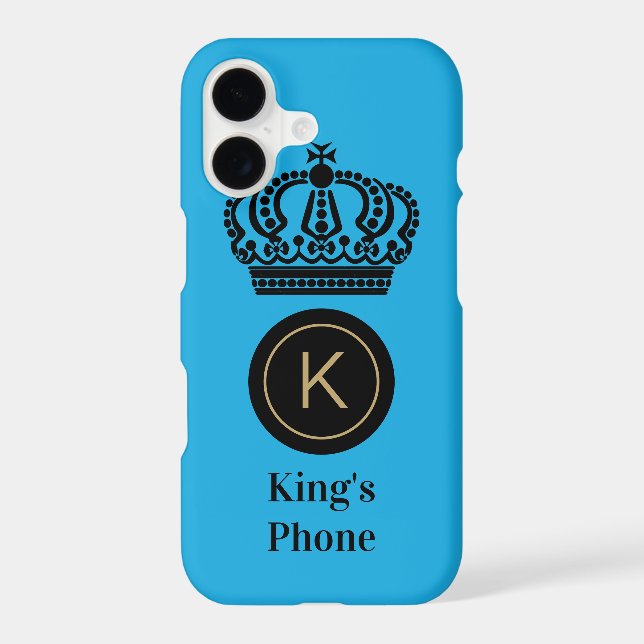 King's Phone Blue Background Monogram Personalized (Back)