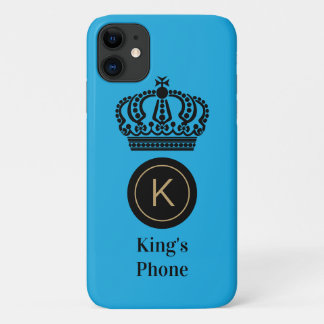 King's Phone Blue Background Monogram Personalized iPhone 11 Case