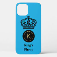 King's Phone Blue Background Personalized Monogram