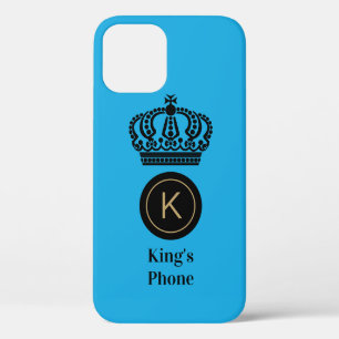 King's Phone Blue Background Personalized Monogram iPhone 12 Case