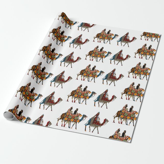 Kings Travel To See Baby Jesus Wrapping Paper (Unrolled)