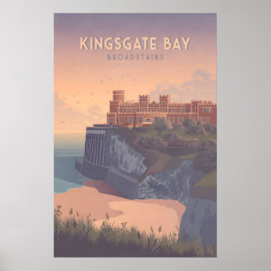 Kingsgate Bay Broadstairs Seaside Travel Poster