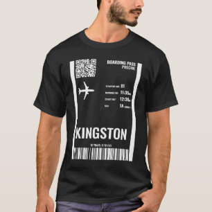 Kingston Jamaica Boarding Pass Airline Ticket Trav T-Shirt