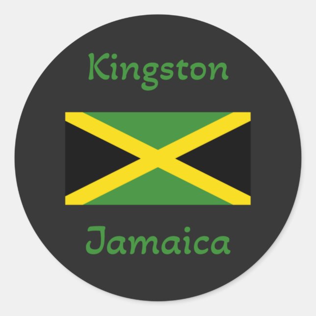 Kingston Jamaica – Jamaican Flag  Classic Round Sticker (Front)