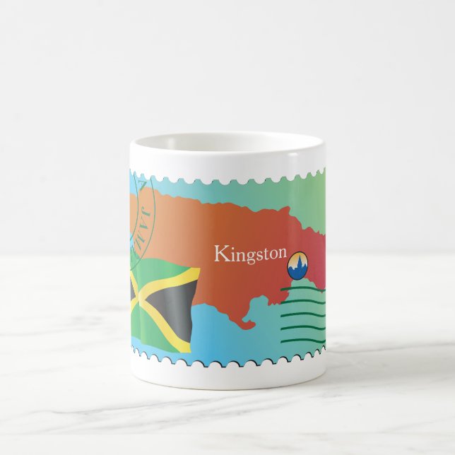 Kingston Jamaica Map And Flag Coffee Mug (Center)