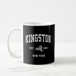 Kingston New York Ny Vintage American Flag Sports  Coffee Mug