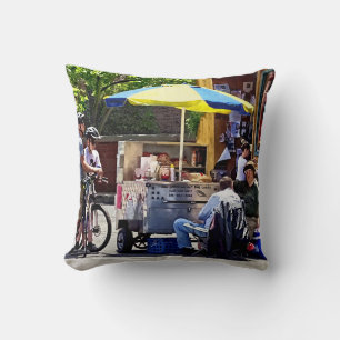 Kingston NY - Hot Dog Cart Throw Pillow