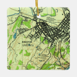 Kingston NY Vintage Map Ceramic Ornament