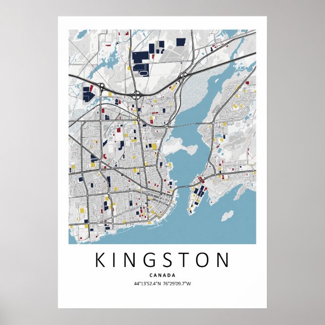 Kingston Ontario Map Poster | Clean Map Art (Front)