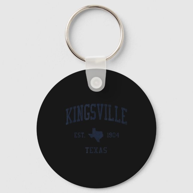 Kingsville Tx Jn1 Vintage Athletic Blue Design  Keychain (Front)