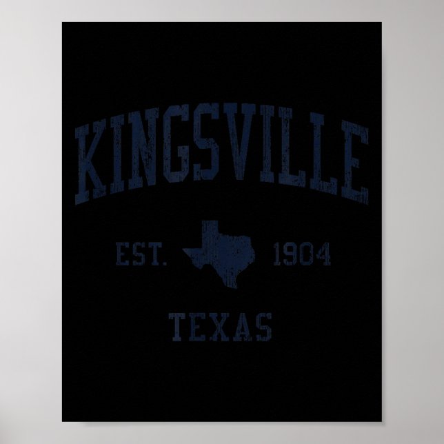 Kingsville Tx Jn1 Vintage Athletic Blue Design  Poster (Front)