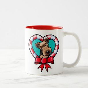 KiniArt Airedale Christmas Love Two-Tone Coffee Mug