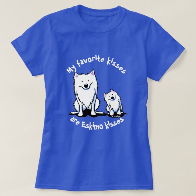 KiniArt American Eskimo Kisses T-Shirt (Design Front)