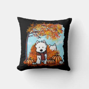 KiniArt Autumn Westies Throw Pillow