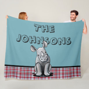 KiniArt Baby Rhino Personalized Fleece Blanket