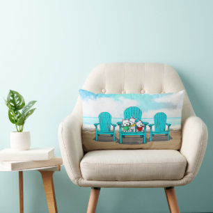 KiniArt Beach Westies Lumbar Pillow