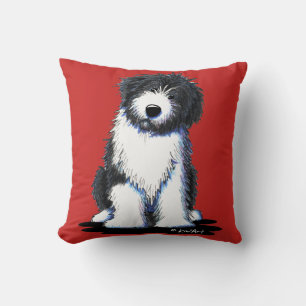 KiniArt Bearded Collie Throw Pillow