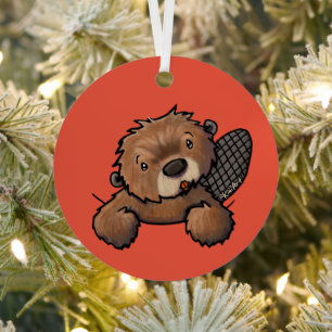 KiniArt Beaver Metal Ornament