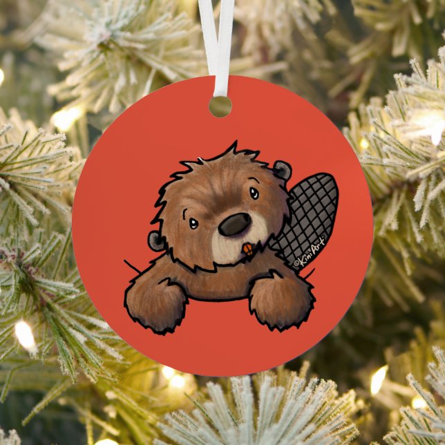 KiniArt Beaver Metal Ornament (Insitu)