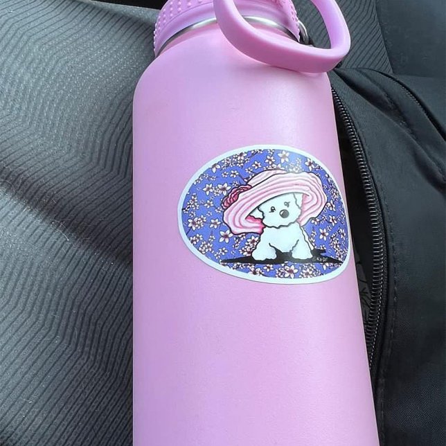 KiniArt Bichon Belle Vinyl Stickers (Customer photo KiniArt vinyl sticker on her water bottle.)