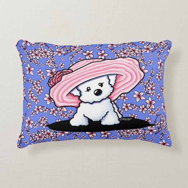 KiniArt Bichon Cerry Blossom Lumbar Coussin (Devant)