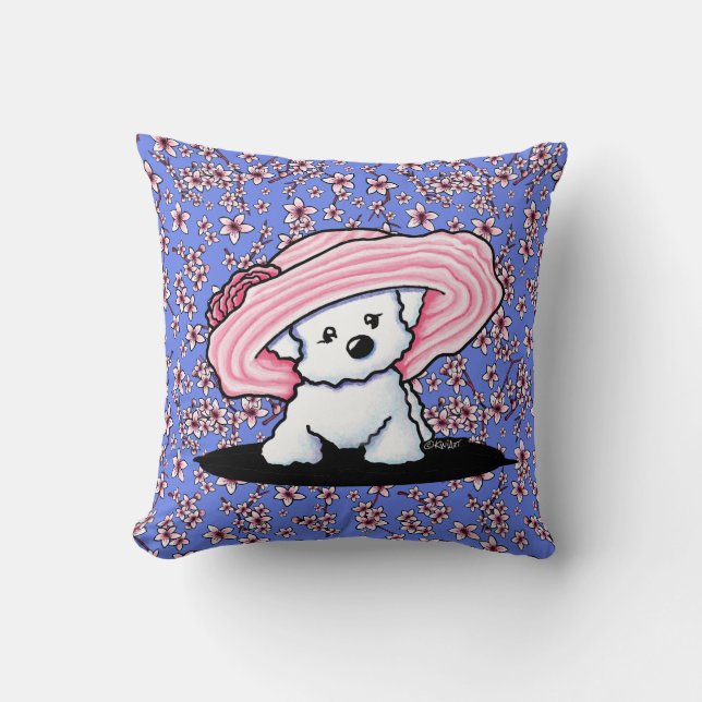 KiniArt Bichon Cherry Blossom Lancer Oreiller (Recto)