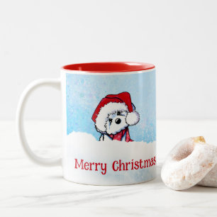 KiniArt Bichon Frise Christmas Two-Tone Coffee Mug