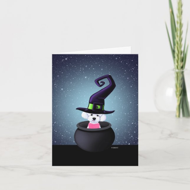 KiniArt Bichon Frise Halloween Holiday Card (Front)