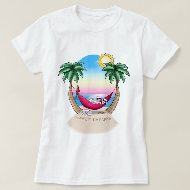 KiniArt Bichon Frise Tropical  Fun T-Shirt (Design Front)
