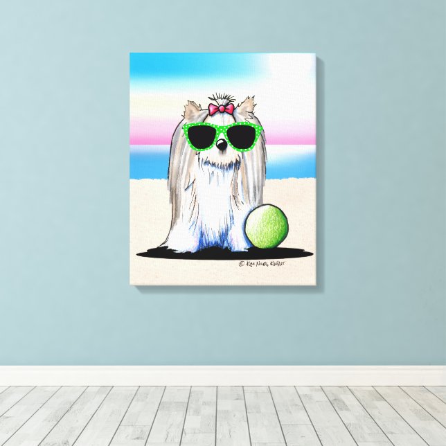 KiniArt Biewer Yorkie Terrier Canvas Print (Insitu(Wood Floor))