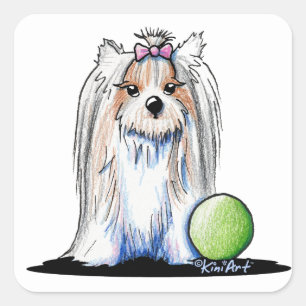 KiniArt Biewer Yorkie Terrier Square Sticker