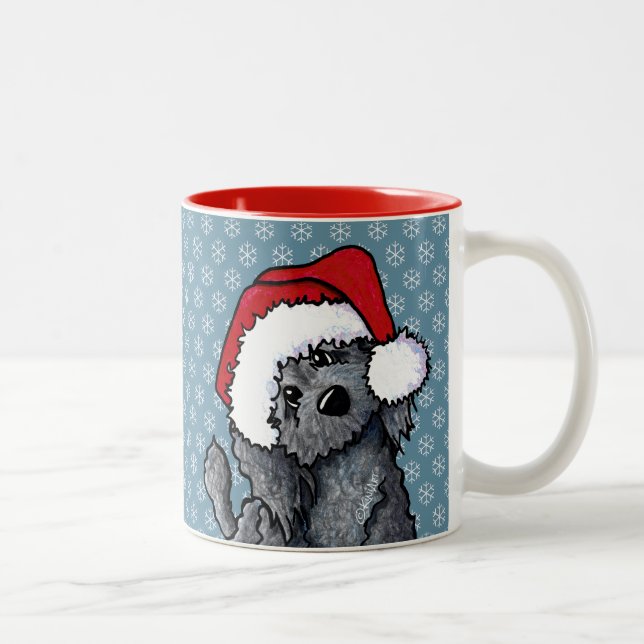 KiniArt Black Santa Doodle Two-Tone Coffee Mug (Right)