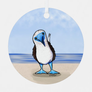 KiniArt Blue Footed Bird Metal Ornament