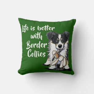 KiniArt Border Collies Throw Pillow