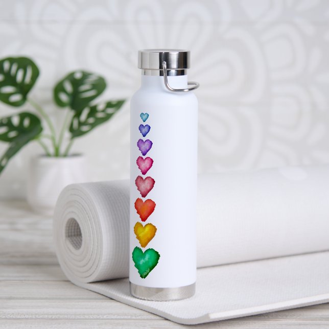 KiniArt Bouteille d'eau Coeurs aquarellés (Yoga)