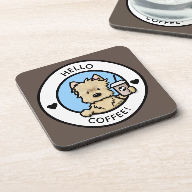 KiniArt Cairn Coffee Lover Hard plastic coaster (Left Side)